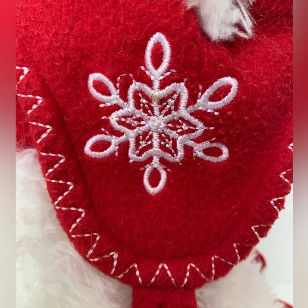 Belkie Bear Stuffed Animal 2009 Polar Furry Scarf Hat White Red Plush